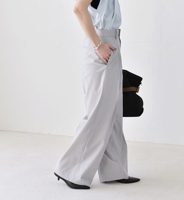 quaranciel「《予約》quaranciel:〈洗濯機可能〉CALCULO(R)使用 イージー タック ワイド パンツ」|その他|