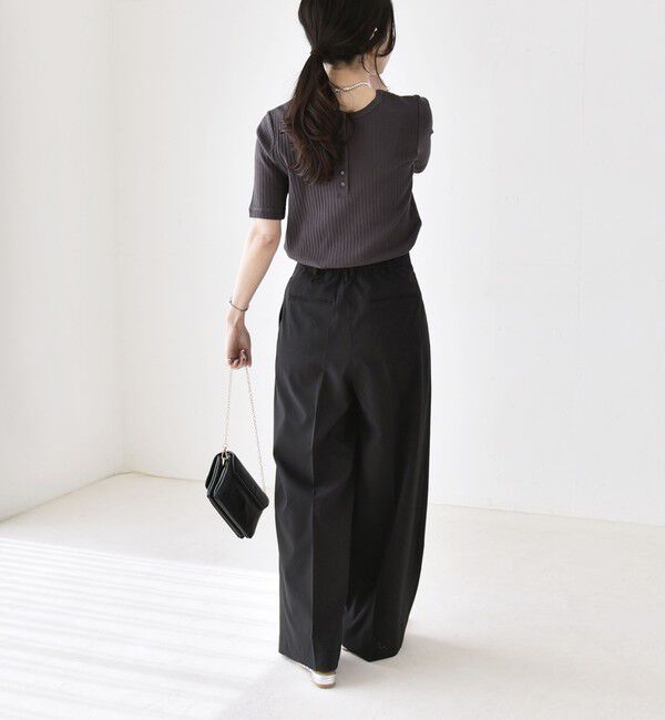 quaranciel「《予約》quaranciel:〈洗濯機可能〉CALCULO(R)使用 イージー タック ワイド パンツ」|その他|