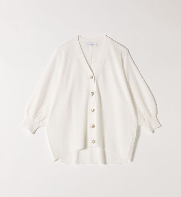 quaranciel「《予約》quaranciel:〈接触冷感/手洗い可能〉メタルボタン Vネック シアー ニット カーディガン」|カーディガン|