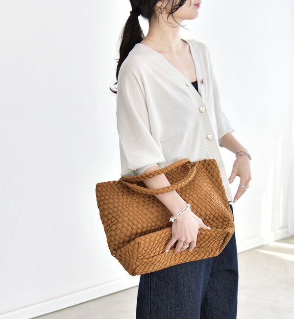 quaranciel「《予約》quaranciel:〈接触冷感/手洗い可能〉メタルボタン Vネック シアー ニット カーディガン」|カーディガン|