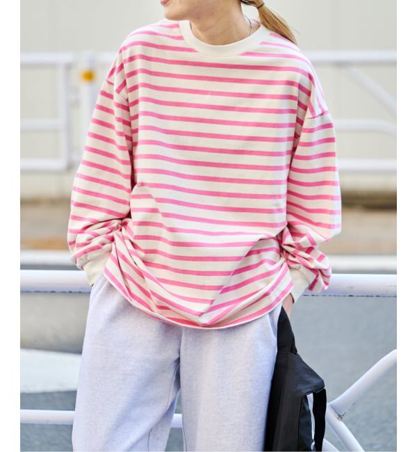 OUTDOOR PRODUCTS Usual Things「コットンボーダークルーネックワイドTEE」|Tシャツ・カットソー|