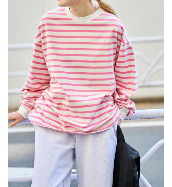 OUTDOOR PRODUCTS Usual Things「コットンボーダークルーネックワイドTEE」|Tシャツ・カットソー|