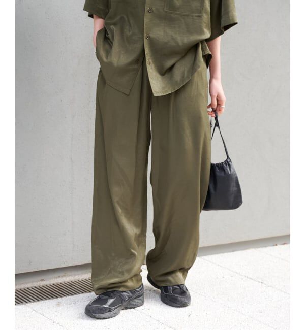 OUTDOOR PRODUCTS Usual Things「ヴィンテージサテンタンブラーイージーパンツ　セットアップ対応」|スラックス|