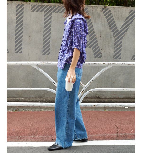 OUTDOOR PRODUCTS Usual Things「フラワープリント五分袖フリルブラウス」|シャツ・ブラウス|