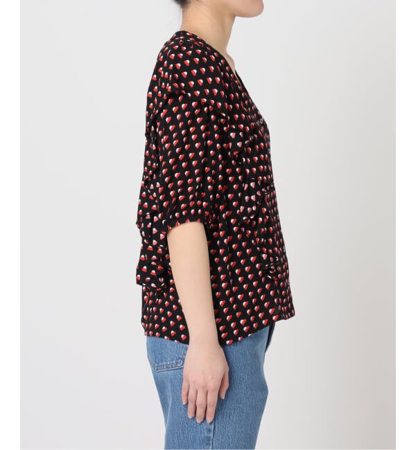 OUTDOOR PRODUCTS Usual Things「フラワープリント五分袖フリルブラウス」|シャツ・ブラウス|