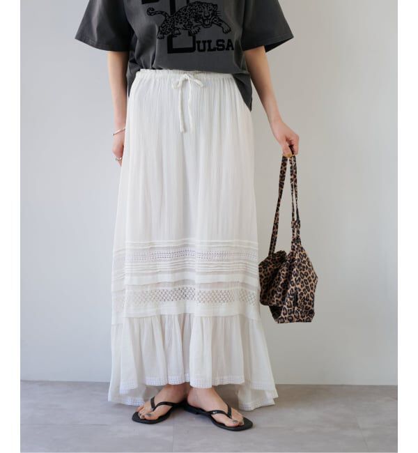 OUTDOOR PRODUCTS Usual Things「≪予約≫コットンレーストリムスカート」|スカート|ホワイト