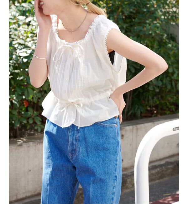 OUTDOOR PRODUCTS Usual Things「≪予約≫ピンタックレースノースリブラウス」|シャツ・ブラウス|