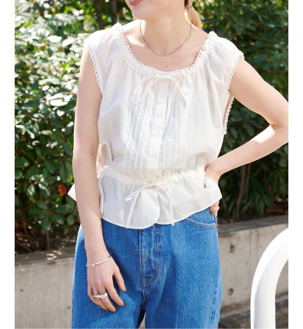 OUTDOOR PRODUCTS Usual Things「≪予約≫ピンタックレースノースリブラウス」|シャツ・ブラウス|