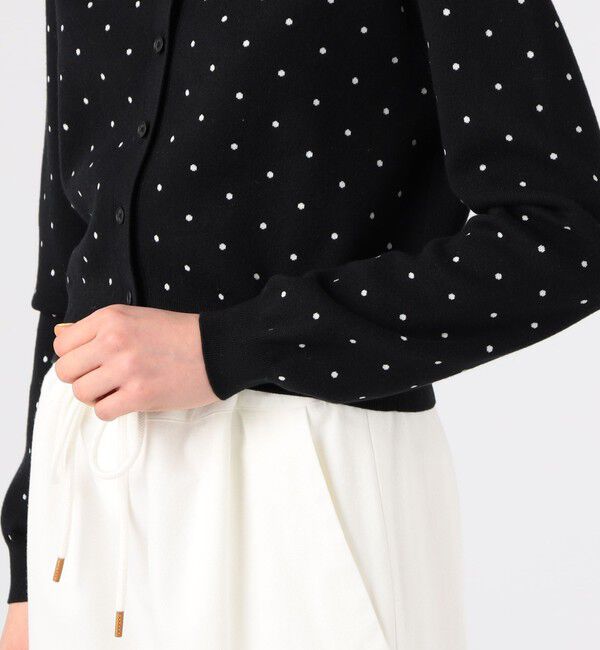 CABaN「コットンカシミヤ ドットジャカードクルーネックカーディガン」|カーディガン|
