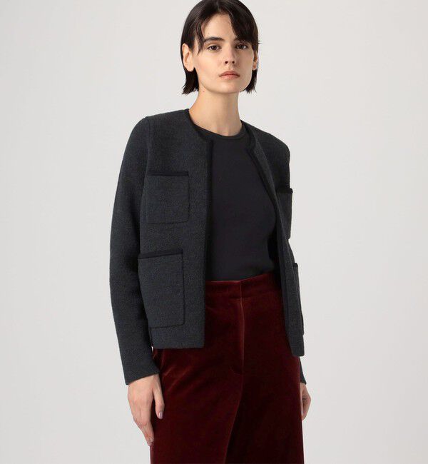 Ballsey「ウールナイロンブークレー フロントオープンカーディガン」|カーディガン|