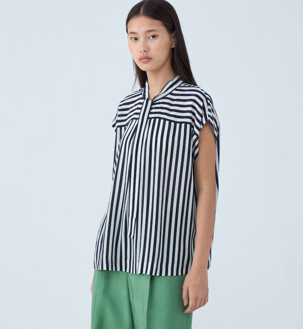 TOMORROWLAND collection「ワイドストライプ ボウタイブラウス」|シャツ・ブラウス|