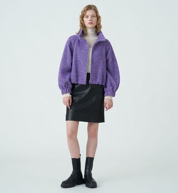 MACPHEE「レザーライクミニスカート」|台形|