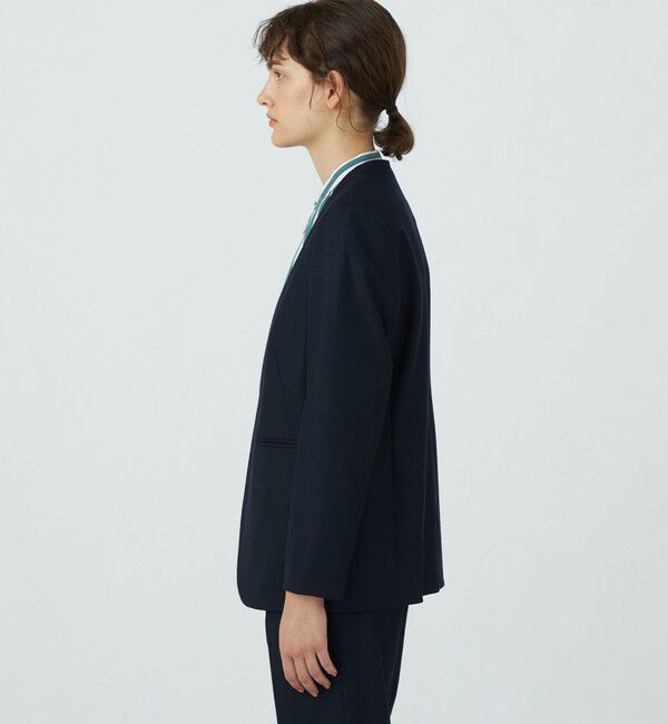 TOMORROWLAND collection「スーパーファインサキソニー ノーカラーフロントホックジャケット」|ノーカラージャケット|