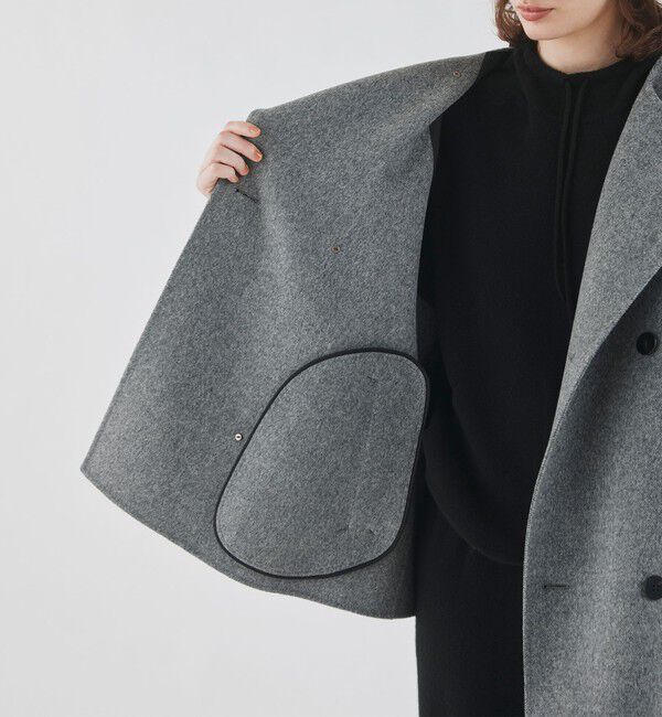 GALERIE VIE「ウールダブルフェイス カラーレス ショートトレンチコート」|ノーカラーコート|