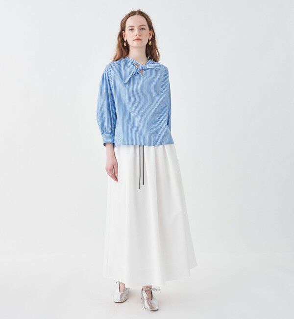 MACPHEE「シアーサッカーギャザーロングスカート」|スカート|
