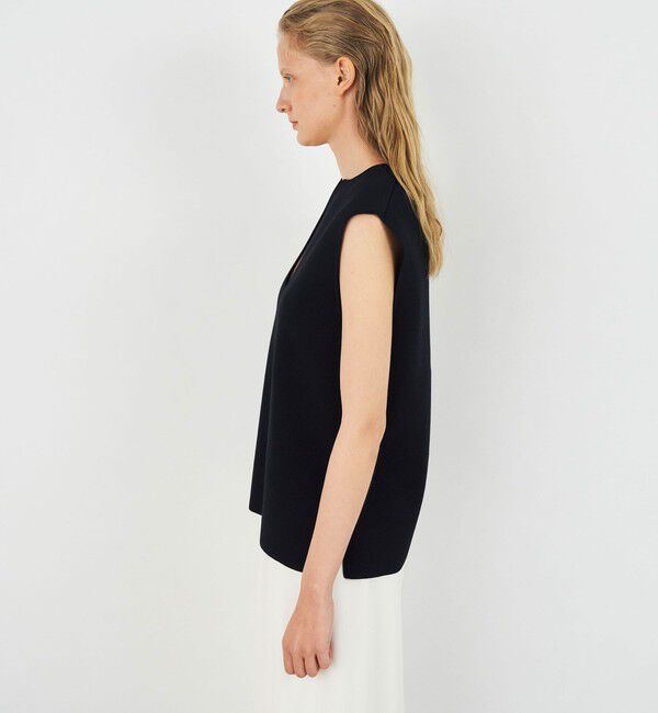 DES PRES「レーヨンナイロンダブルフェイス スリットネックプルオーバー」|ニット・セーター|