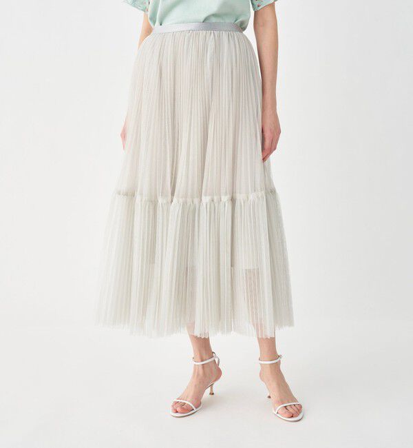 Ballsey「ラメチュール ティアードプリーツスカート」|フレア|