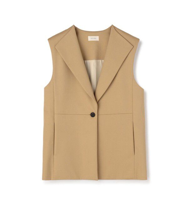 DES PRES「ハイカウントコットンストレッチ ワイドラペルジレ」|ベスト・ジレ|43 ベージュ