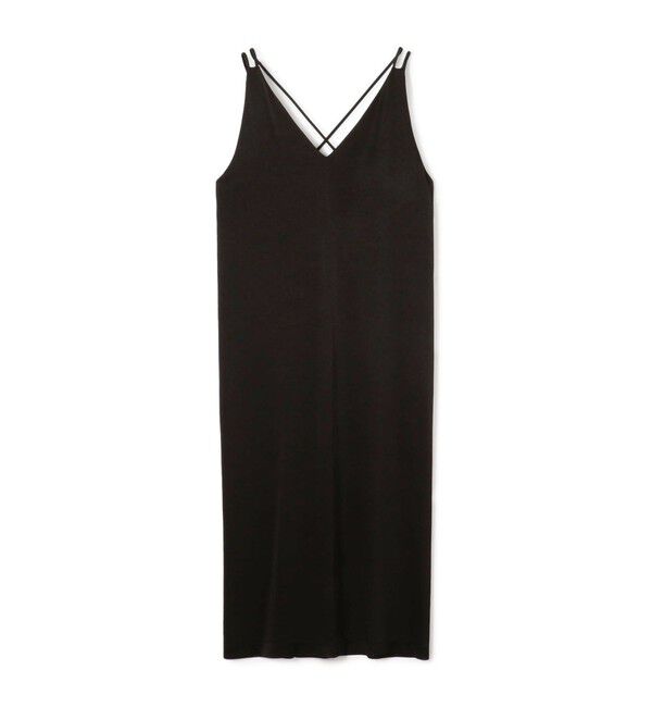 MACPHEE「トリアセテートポリエステルサテン ダブルストラップキャミソールワンピース」|ワンピース|19 ブラック