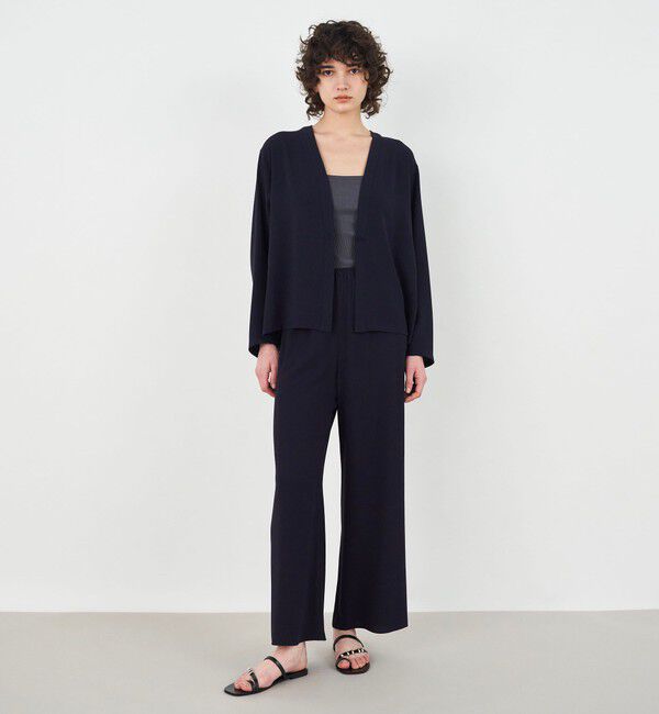 DES PRES「ジャージーライクジョーゼット カラーレスジャケット」|ノーカラージャケット|