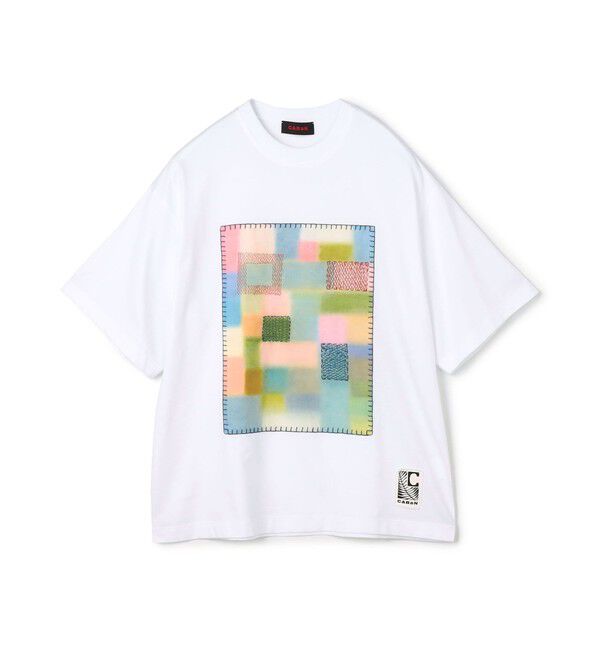 CABaN「CABaN スビンコットン モザイクプリントTシャツ」|Tシャツ・カットソー|12 ホワイト系