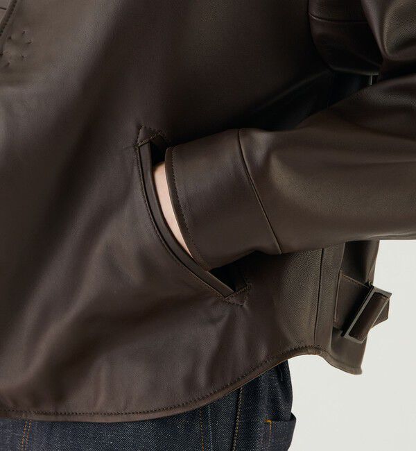 GALERIE VIE「ラムレザー カラーレスライダージャケット」|ライダースジャケット|