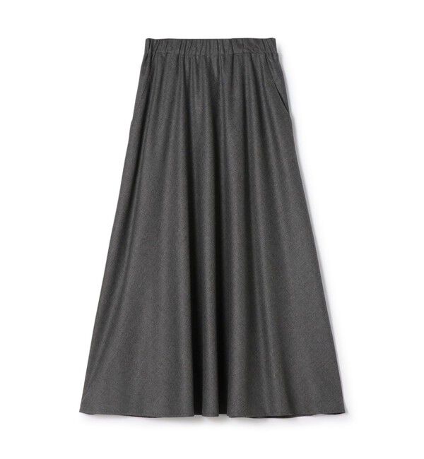 GALERIE VIE「フラノストレッチ ギャザーマキシスカート」|フレア|15 グレー