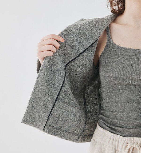 GALERIE VIE「ファインブークレー クルーネックジャケット」|ノーカラージャケット|