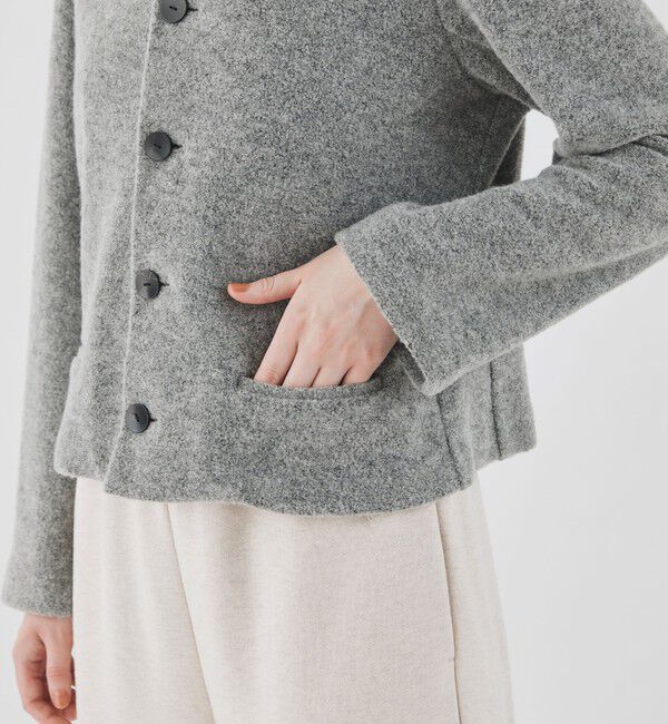 GALERIE VIE「ファインブークレー クルーネックジャケット」|ノーカラージャケット|