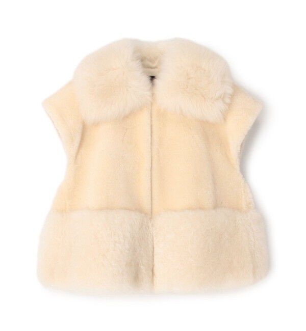 TOMORROWLAND collection「メリノムートン ビックカラージレ」|ダウンベスト・ベスト|43 ベージュ