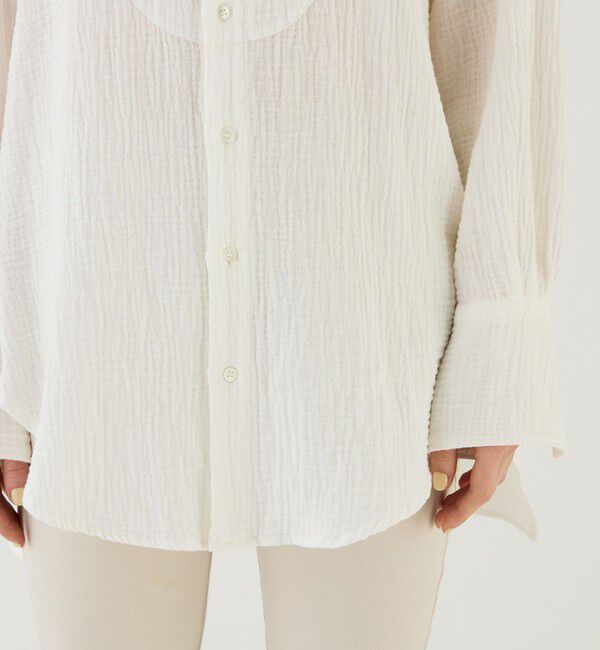 GALERIE VIE「ダブルガーゼ ウィングカラーロングシャツ」|シャツ・ブラウス|