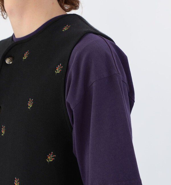 CABaN「CABaN コットンカシミヤ フラワーエンブロイダリー クルーネックベスト」|ベスト・ジレ|