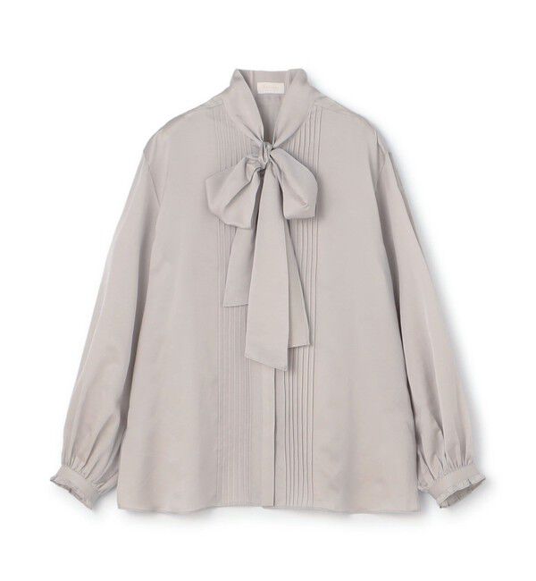 Ballsey「コットンシルクサテン ピンタックボウタイブラウス」|シャツ・ブラウス|13 ライトグレー