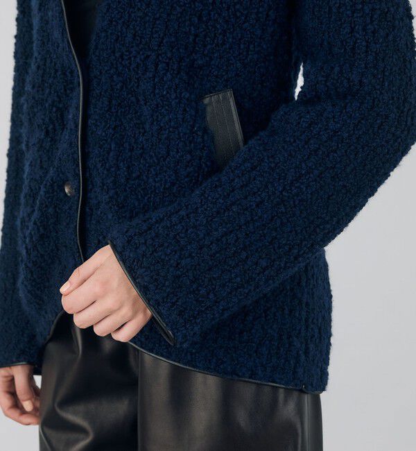 DES PRES「ウールブークレー カラーレスジャケット」|ノーカラージャケット|