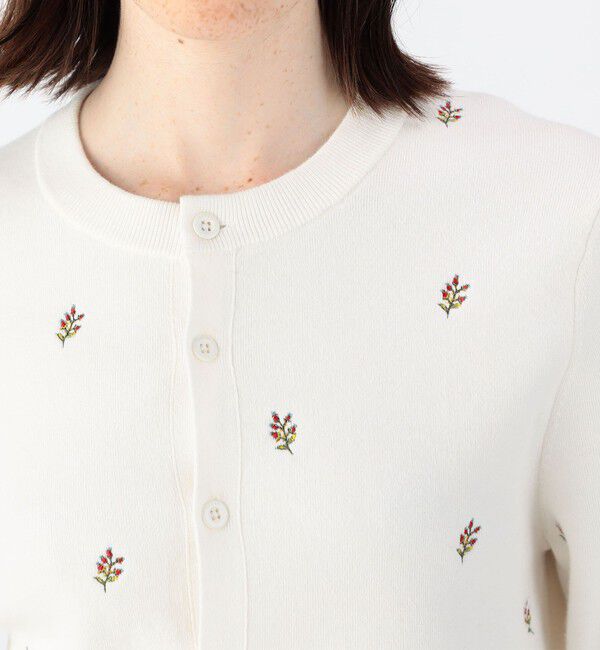 CABaN「コットンカシミヤ エンブロイダリークルーネックカーディガン」|ニット・セーター|