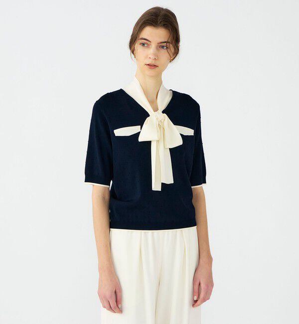 Ballsey「ストレッチタックドット ボウタイプルオーバー」|ニット・セーター|