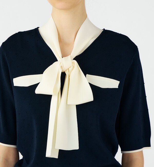 Ballsey「ストレッチタックドット ボウタイプルオーバー」|ニット・セーター|