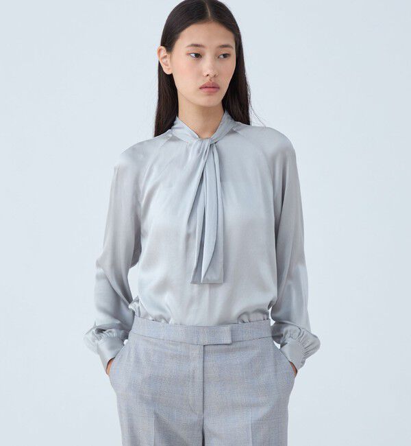 TOMORROWLAND collection「ウォッシャブルサテン フロントタイブラウス」|シャツ・ブラウス|