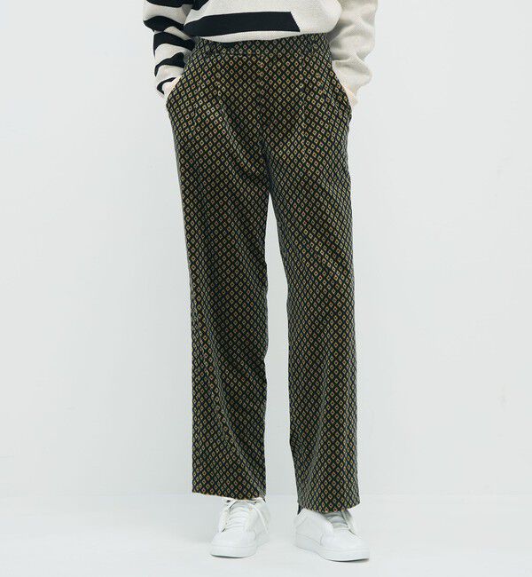 CABaN「ジオメトリックベルベット 2タックワイドパンツ」|チノ|