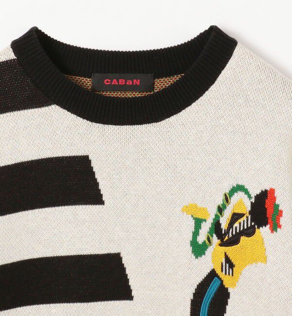 CABaN「CABaN コットンカシミヤジャカード JAZZ BORDER SAX クルーネックプルオーバー」|ニット・セーター|