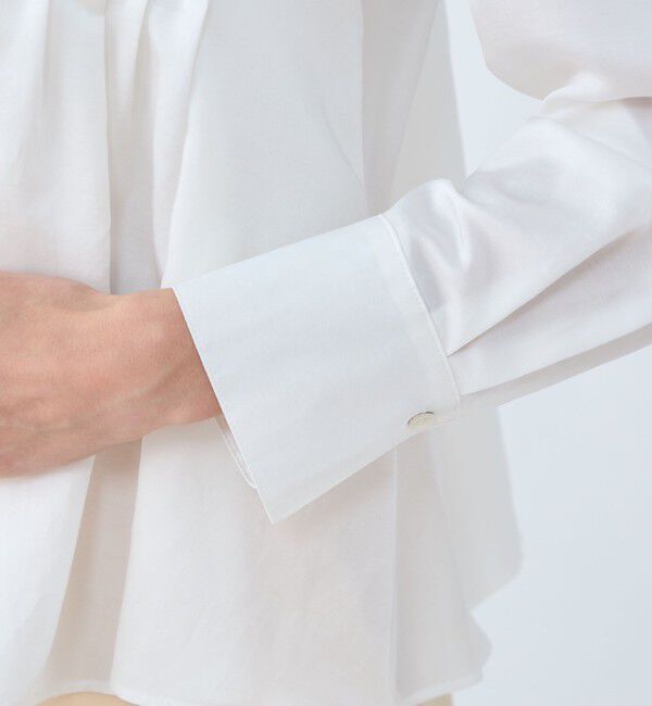 Ballsey「コットンシルクサテン タックフレアブラウス」|シャツ・ブラウス|