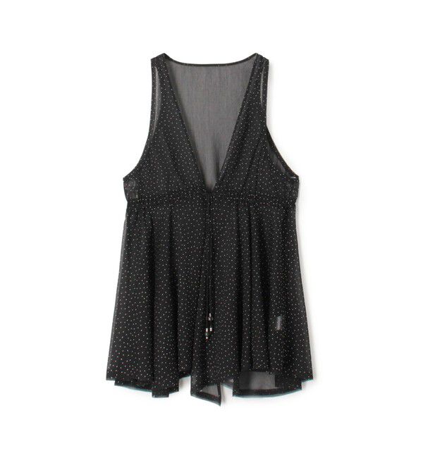 DES PRES「メタルドットプリント ペプラムノースリーブブラウス」|シャツ・ブラウス|18 ブラック系