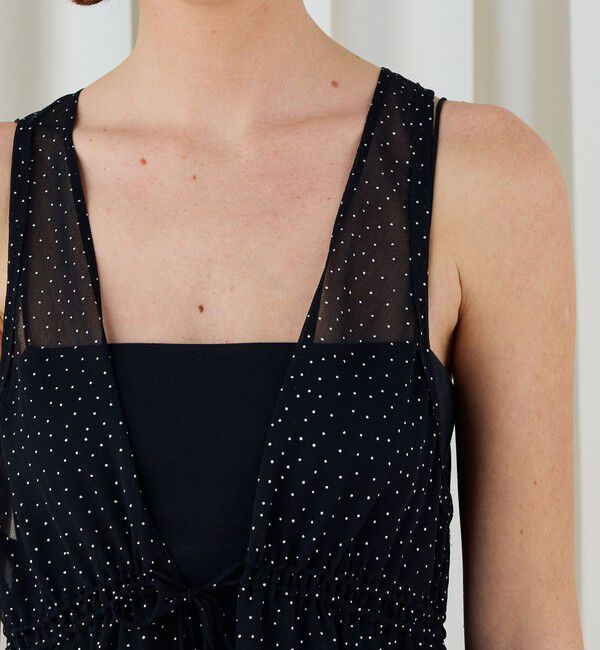 DES PRES「メタルドットプリント ペプラムノースリーブブラウス」|シャツ・ブラウス|