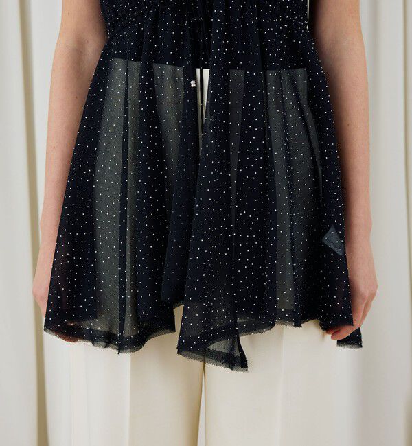 DES PRES「メタルドットプリント ペプラムノースリーブブラウス」|シャツ・ブラウス|