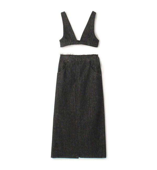 DES PRES「ブラックデニム ブラレット付きマキシスカート」|タイト|19 ブラック