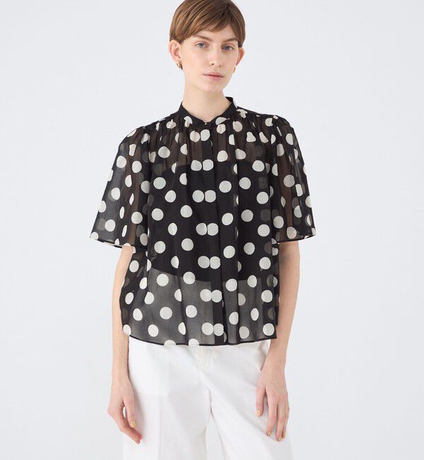 TOMORROWLAND collection「コインドットプリント フレアーベルスリーブブラウス」|シャツ・ブラウス|