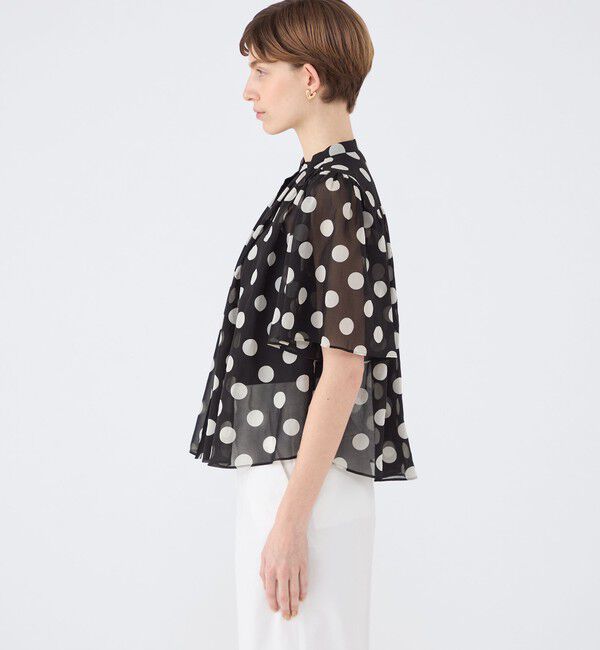 TOMORROWLAND collection「コインドットプリント フレアーベルスリーブブラウス」|シャツ・ブラウス|