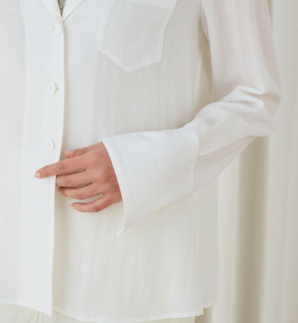 DES PRES「キュプラコットンストライプ シャツジャケット」|テーラードジャケット|