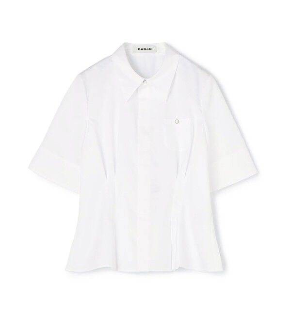 CABaN「コットンサテン ウエストタックシャツブラウス」|シャツ・ブラウス|11 ホワイト