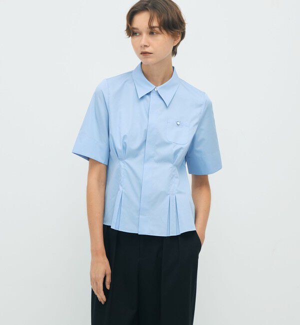 CABaN「コットンサテン ウエストタックシャツブラウス」|シャツ・ブラウス|